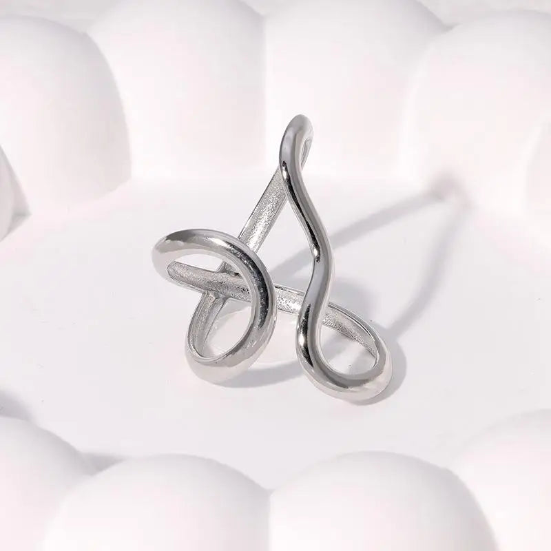 18K Gold Plated Open Ring | Trendy Stainless Steel Jewelry for Women Stainless Steel Waterproof Open Ring Personality Charms PVD Real Gold 18K Plated Trendy Jewelry for Women