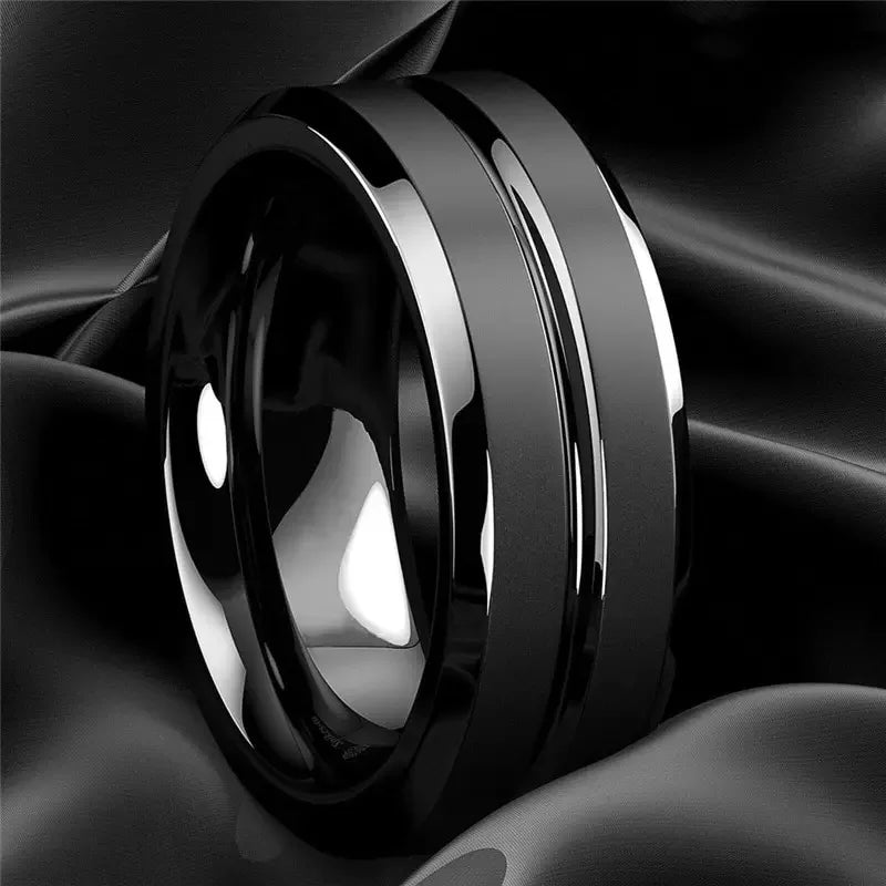 Wholesale Black Groove Matte Wedding Engagement Party Gift Anniversary Rings For Women Jewelry