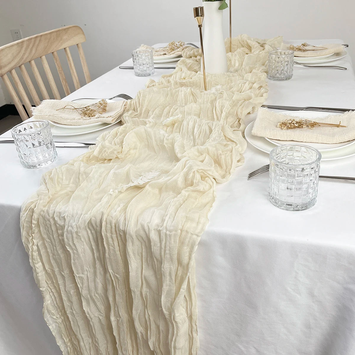 Semi-Sheer Gauze Table Runner Sage Cheesecloth Table Setting Dining Vintage Wedding Party Christmas Banquets Arches Cake Decor