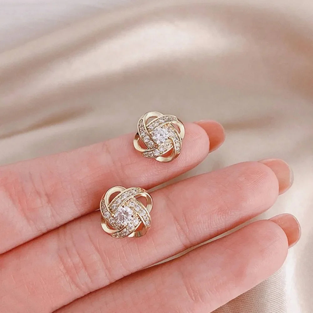 New Exquisite Shiny Zircon Heart Flower Earrings Korean Elegant Square Geometric Crystal Earrings for Women Fashion Jewelry Gift For Any Occasion! Limited stock available.