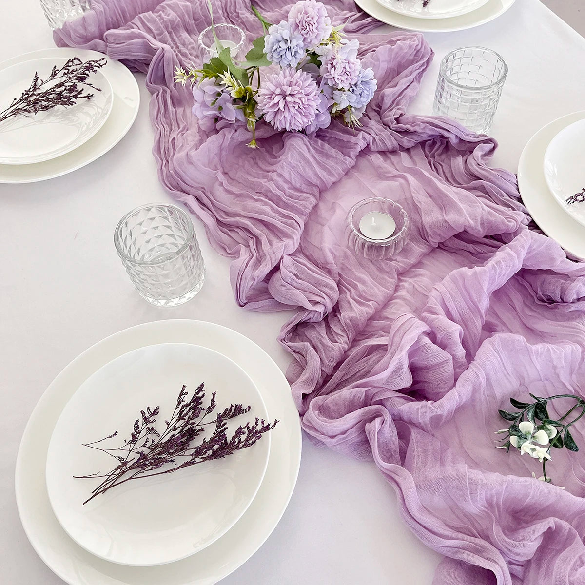 Semi-Sheer Gauze Table Runner Sage Cheesecloth Table Setting Dining Vintage Wedding Party Christmas Banquets Arches Cake Decor