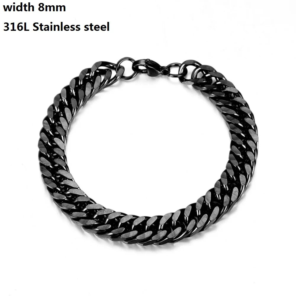 316L Unique Stainless Steel Cuban Chain Bracelet for Men Women Figaro  Vintage Metal Viking Kpop Pulseras Emo Cute Luxury Jewelry Gift. Limited stock available.