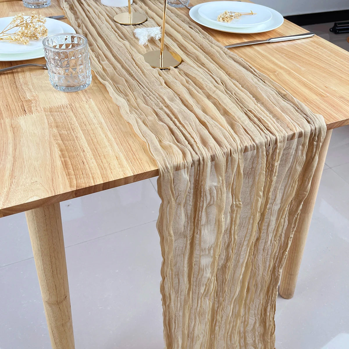 Semi-Sheer Gauze Table Runner Sage Cheesecloth Table Setting Dining Vintage Wedding Party Christmas Banquets Arches Cake Decor