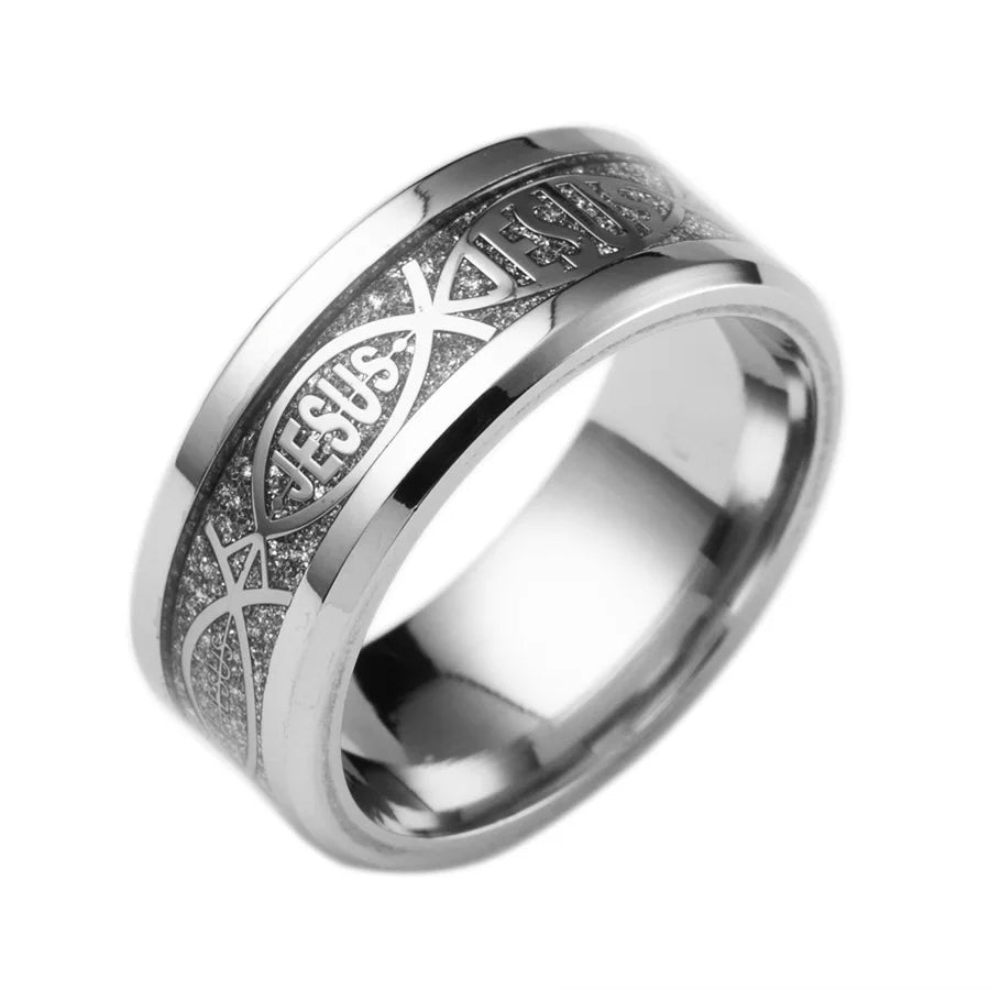 Unique Jesus Letter 316 L Stainless Steel Ring For Religious Christian Men Women Gift Jewelry Serenity Male Bible Cross. Limited stock available.