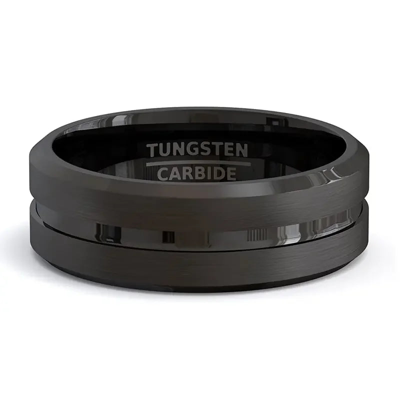 Wholesale Black Groove Matte Wedding Engagement Party Gift Anniversary Rings For Women Jewelry