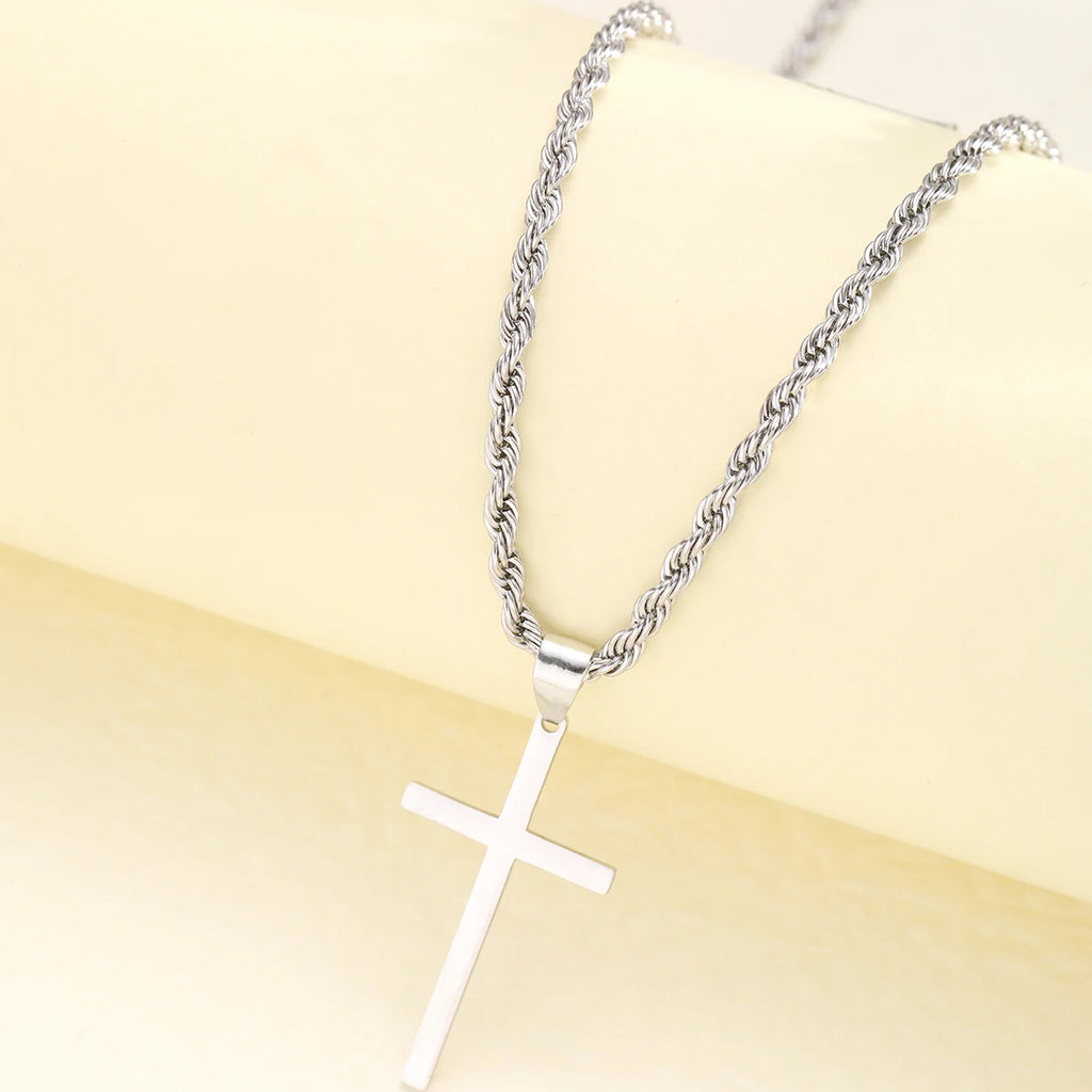 Beautiful Stainless Steel Cross Pendant Necklace for Men Women Minimalist Gold Color Jewelry Male Female Necklaces Chokers Gifts 2024. Limited stock available.