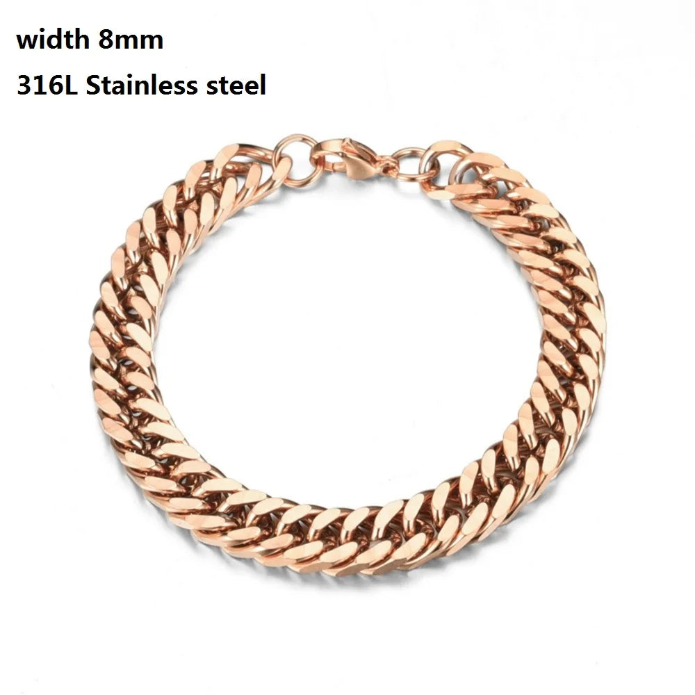 316L Unique Stainless Steel Cuban Chain Bracelet for Men Women Figaro  Vintage Metal Viking Kpop Pulseras Emo Cute Luxury Jewelry Gift. Limited stock available.