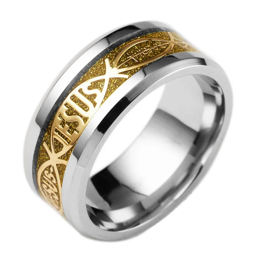 Unique Jesus Letter 316 L Stainless Steel Ring For Religious Christian Men Women Gift Jewelry Serenity Male Bible Cross. Limited stock available.