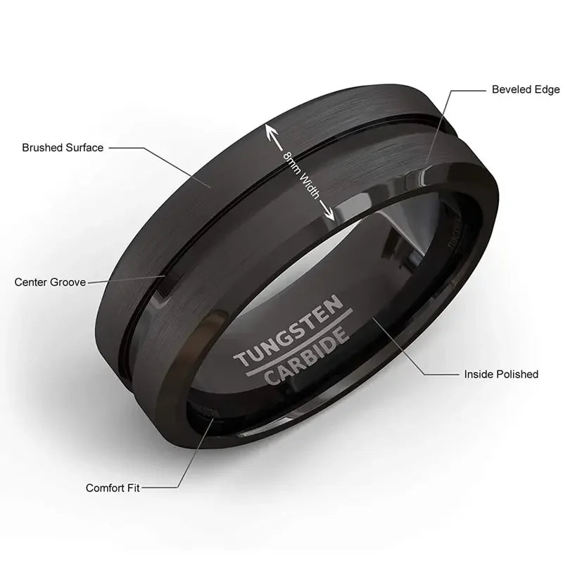 Wholesale Black Groove Matte Wedding Engagement Party Gift Anniversary Rings For Women Jewelry
