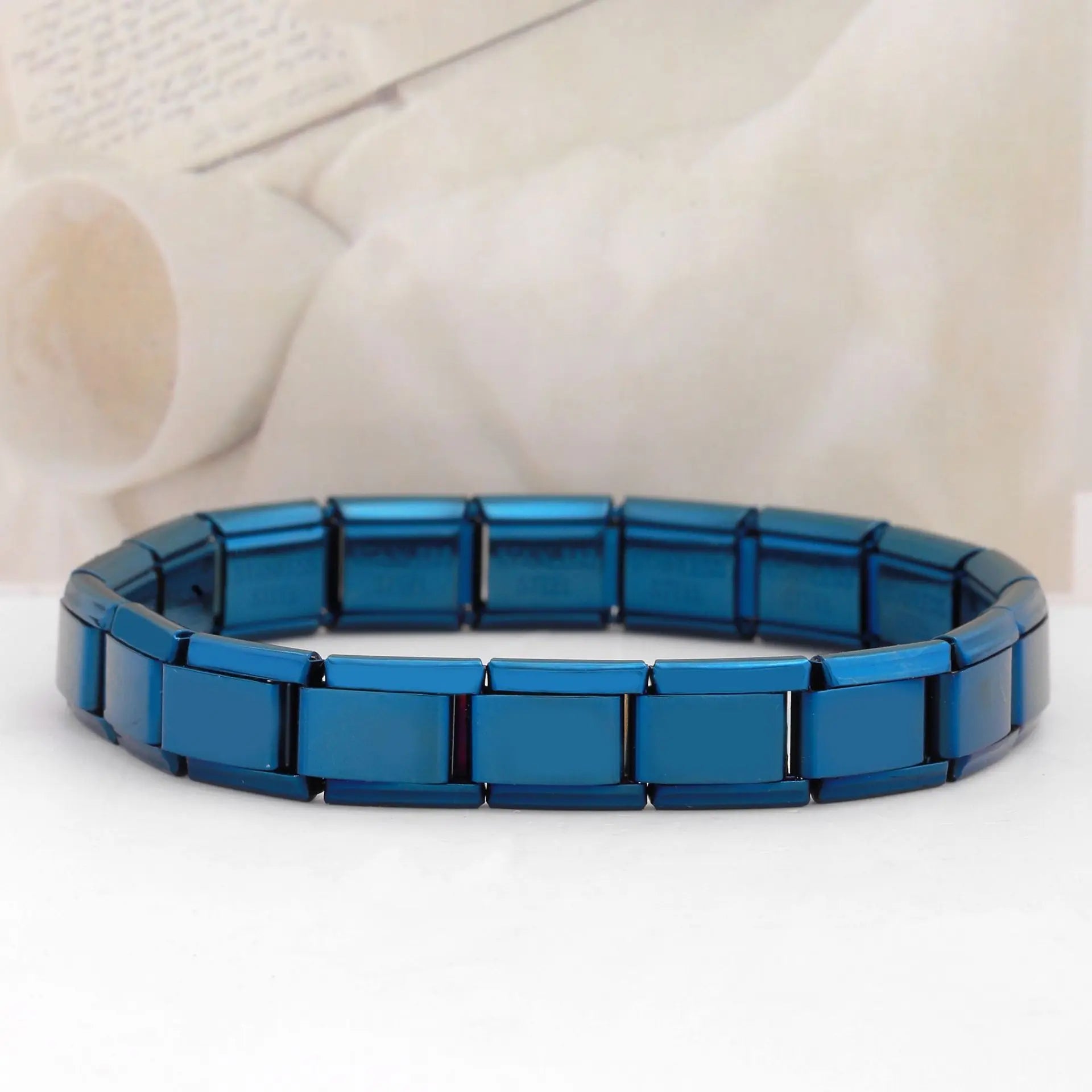 Trendy Square Italy Stainless Steel Bracelets For Women Men HipHop Metal Italian Modules Stretchable Gift Birthday Party Jewelry. Limited stock available.