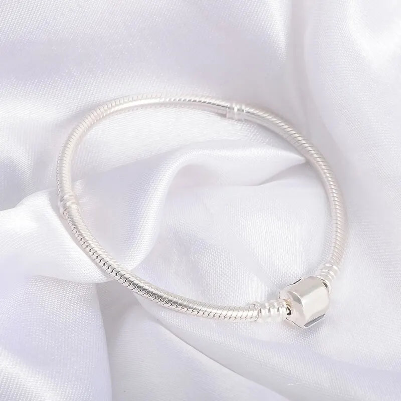 Handmade Original Fine Jewelry Silver Color Charm Bracelet Soft Smooth Snake Bone Bracelets for Women