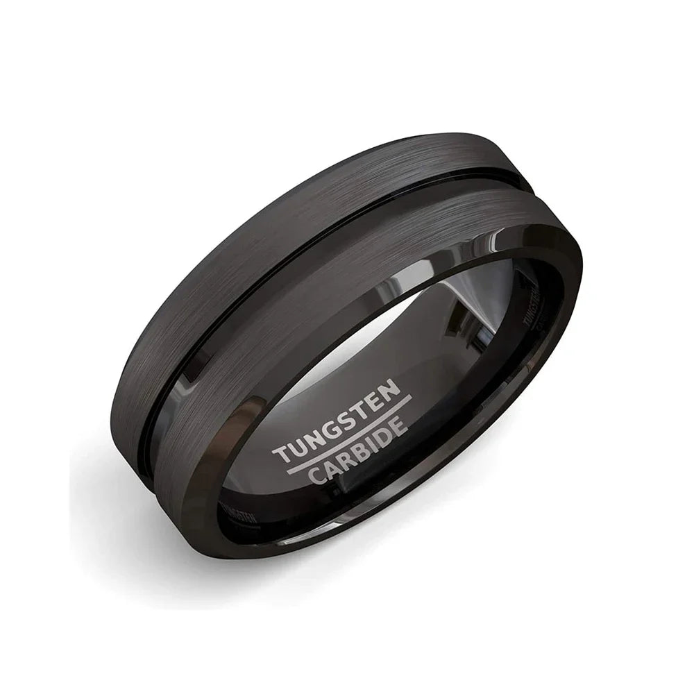 Wholesale Black Groove Matte Wedding Engagement Party Gift Anniversary Rings For Women Jewelry