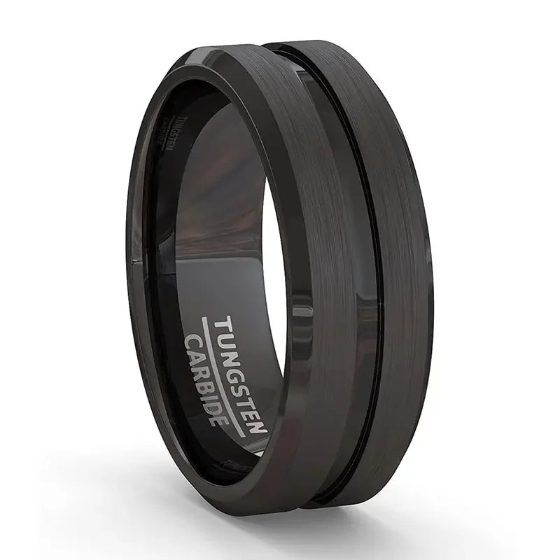 Wholesale Black Groove Matte Wedding Engagement Party Gift Anniversary Rings For Women Jewelry