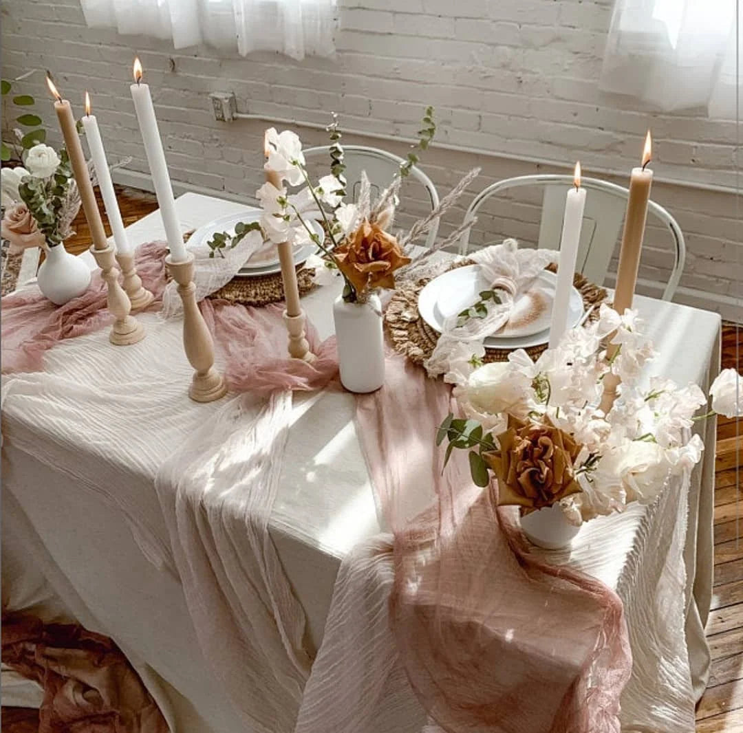 Semi-Sheer Gauze Table Runner Sage Cheesecloth Table Setting Dining Vintage Wedding Party Christmas Banquets Arches Cake Decor