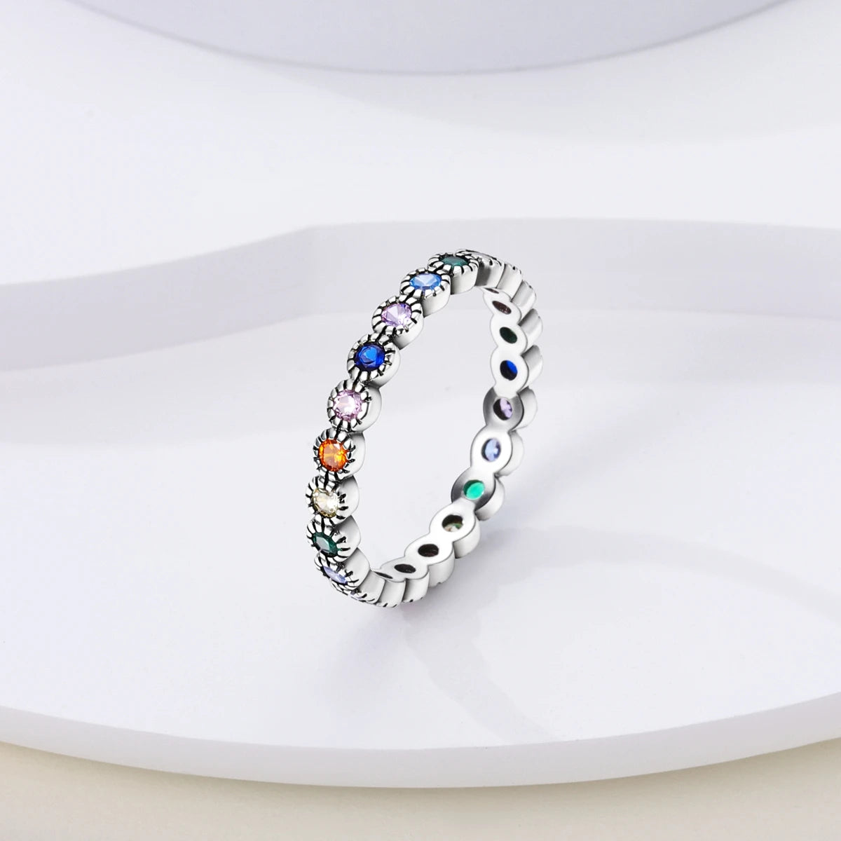 Silver Plated Women Luxury Stackable Ring Real Infinite Flower Daisy Fine Jewelry Rings For Engagement Weddling Party