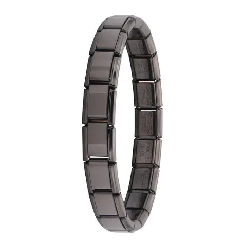 Trendy Square Italy Stainless Steel Bracelets For Women Men HipHop Metal Italian Modules Stretchable Gift Birthday Party Jewelry. Limited stock available.