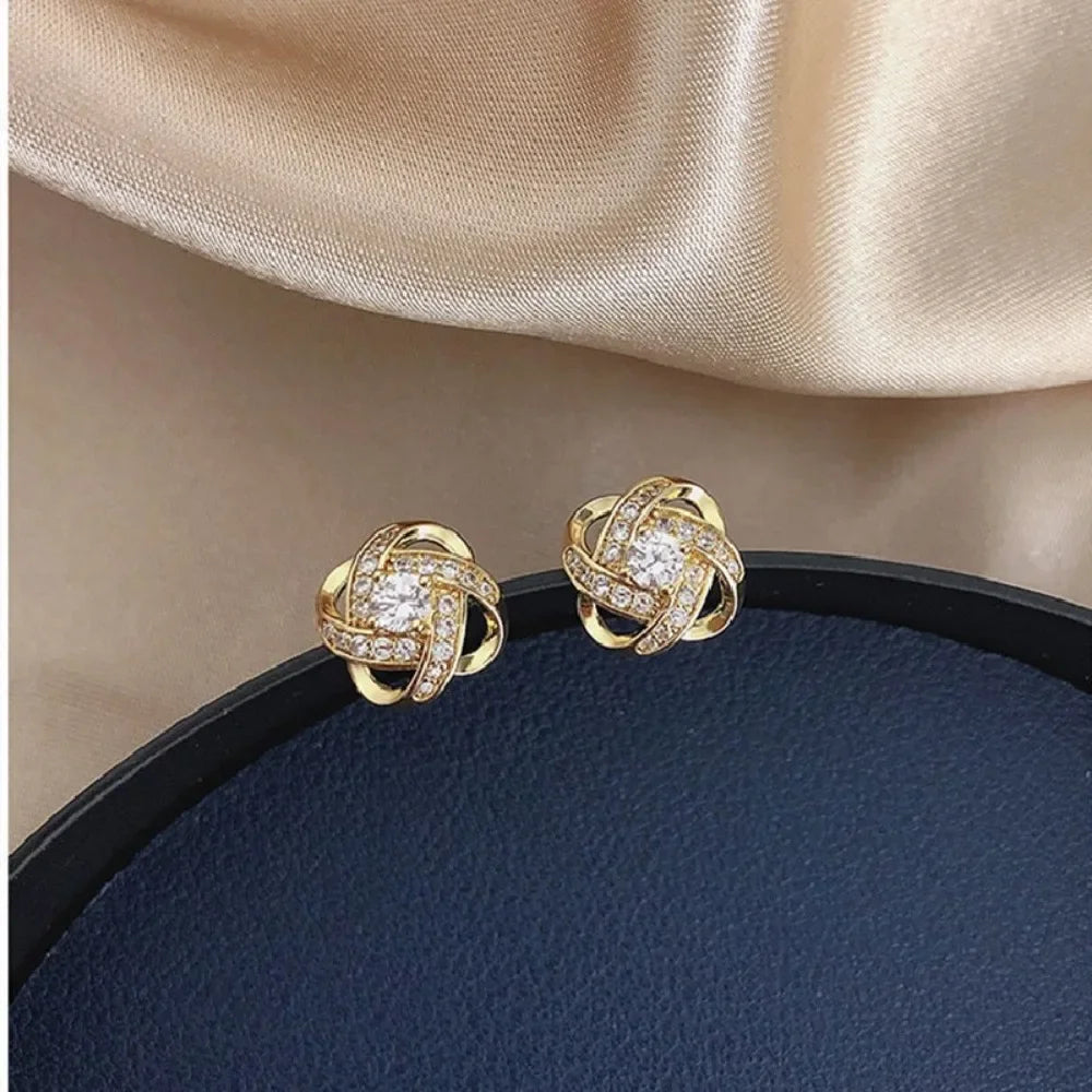 New Exquisite Shiny Zircon Heart Flower Earrings Korean Elegant Square Geometric Crystal Earrings for Women Fashion Jewelry Gift For Any Occasion! Limited stock available.