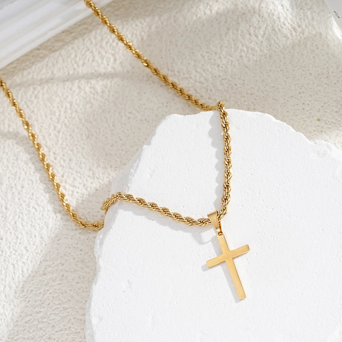 Beautiful Stainless Steel Cross Pendant Necklace for Men Women Minimalist Gold Color Jewelry Male Female Necklaces Chokers Gifts 2024. Limited stock available.