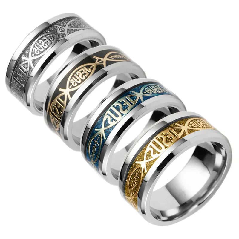 Unique Jesus Letter 316 L Stainless Steel Ring For Religious Christian Men Women Gift Jewelry Serenity Male Bible Cross. Limited stock available.