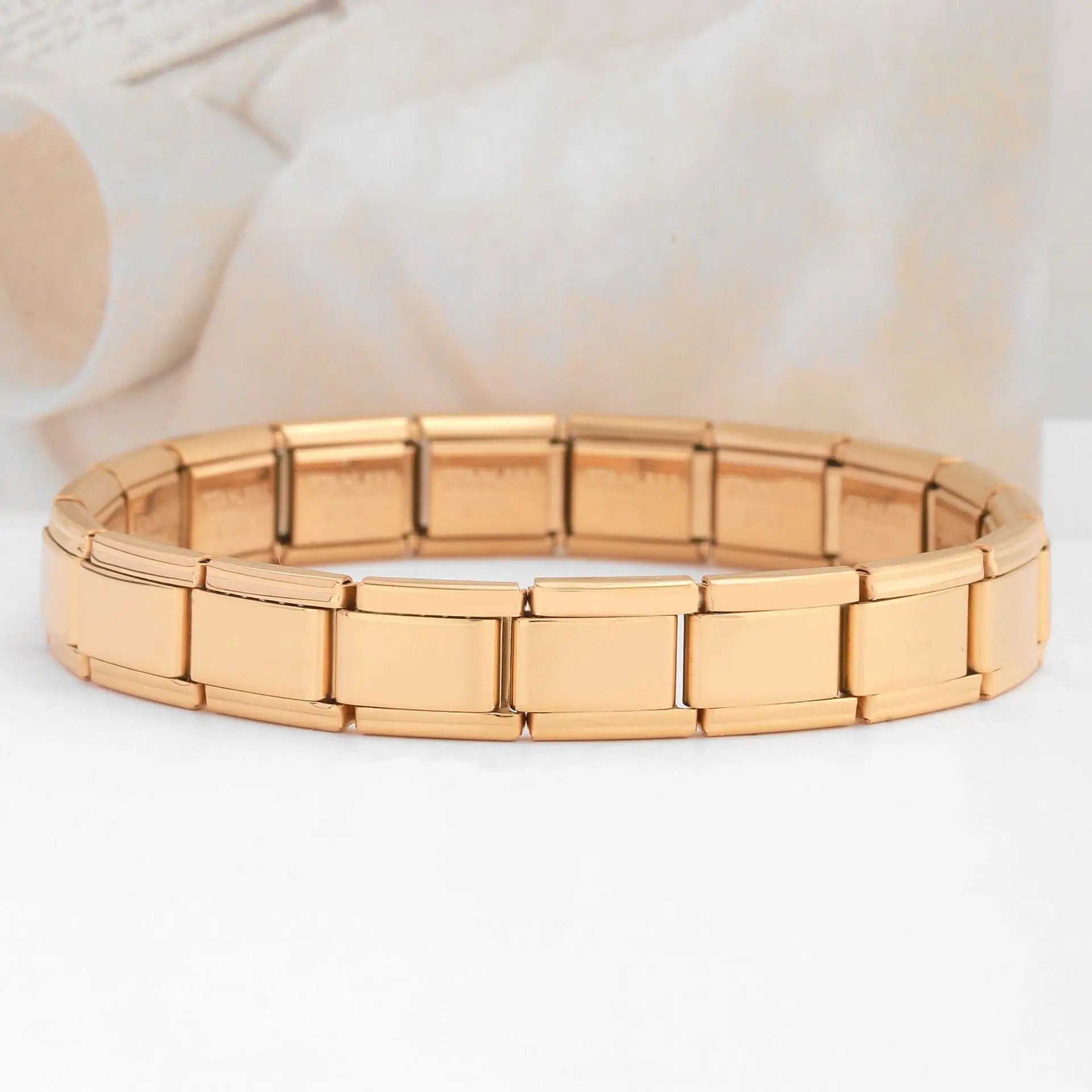 Trendy Square Italy Stainless Steel Bracelets For Women Men HipHop Metal Italian Modules Stretchable Gift Birthday Party Jewelry. Limited stock available.