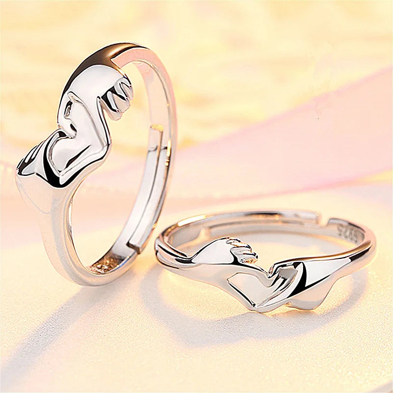 New Trendy Luxury Couple Rings for Women Men Dazzling Square Zirconia Delicate Ring Wedding Valentine's Day Romantic Jewelry