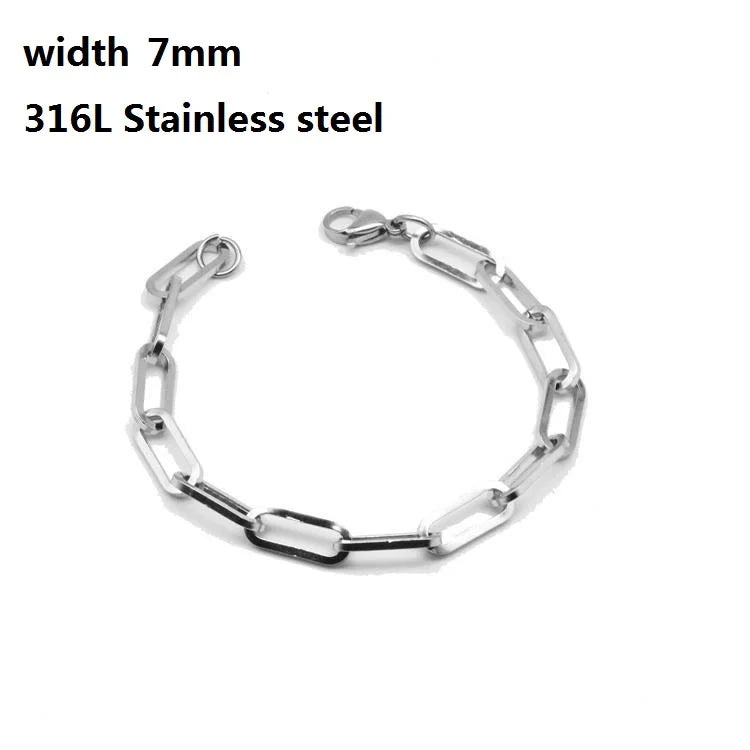 316L Unique Stainless Steel Cuban Chain Bracelet for Men Women Figaro  Vintage Metal Viking Kpop Pulseras Emo Cute Luxury Jewelry Gift. Limited stock available.