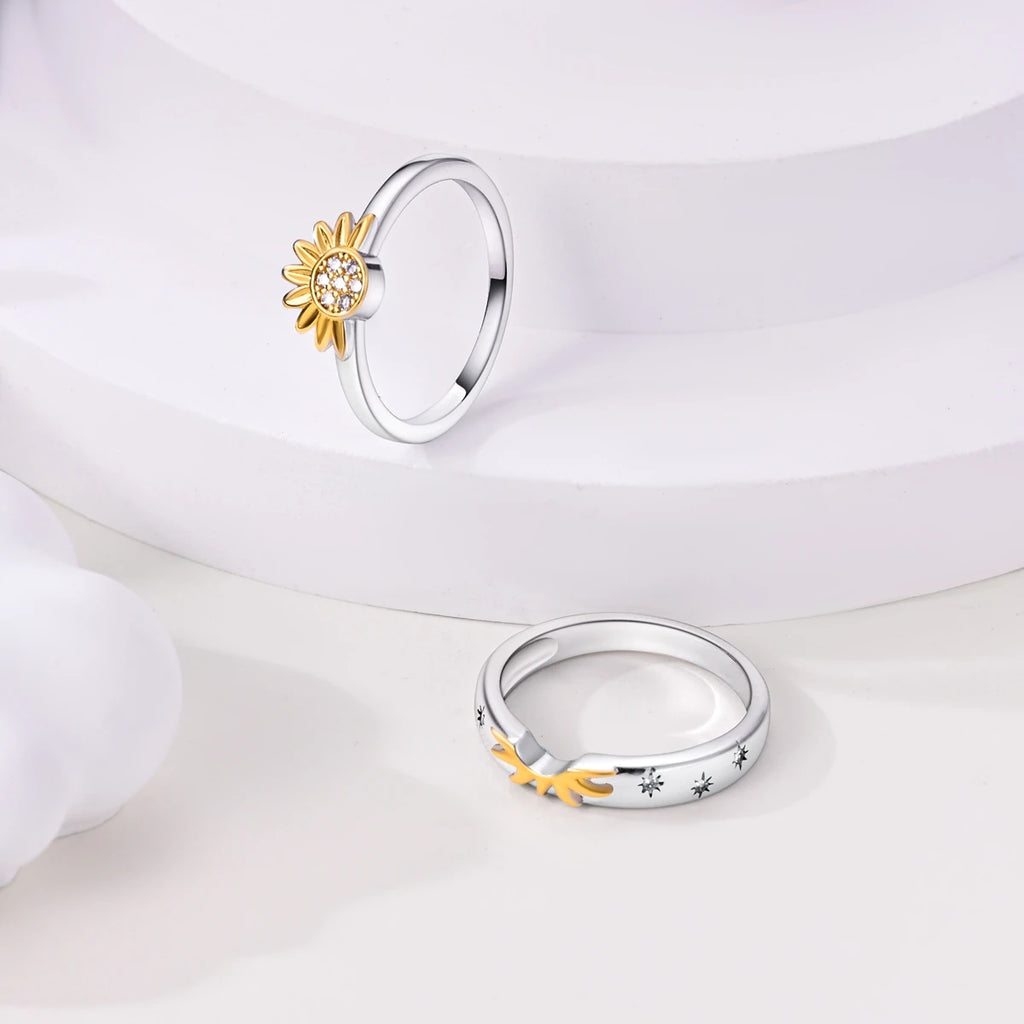 Silver Plated Women Luxury Stackable Ring Real Infinite Flower Daisy Fine Jewelry Rings For Engagement Weddling Party