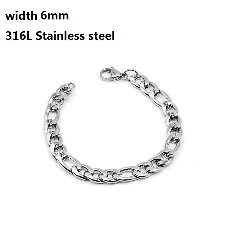 316L Unique Stainless Steel Cuban Chain Bracelet for Men Women Figaro  Vintage Metal Viking Kpop Pulseras Emo Cute Luxury Jewelry Gift. Limited stock available.