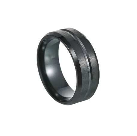 Wholesale Black Groove Matte Wedding Engagement Party Gift Anniversary Rings For Women Jewelry