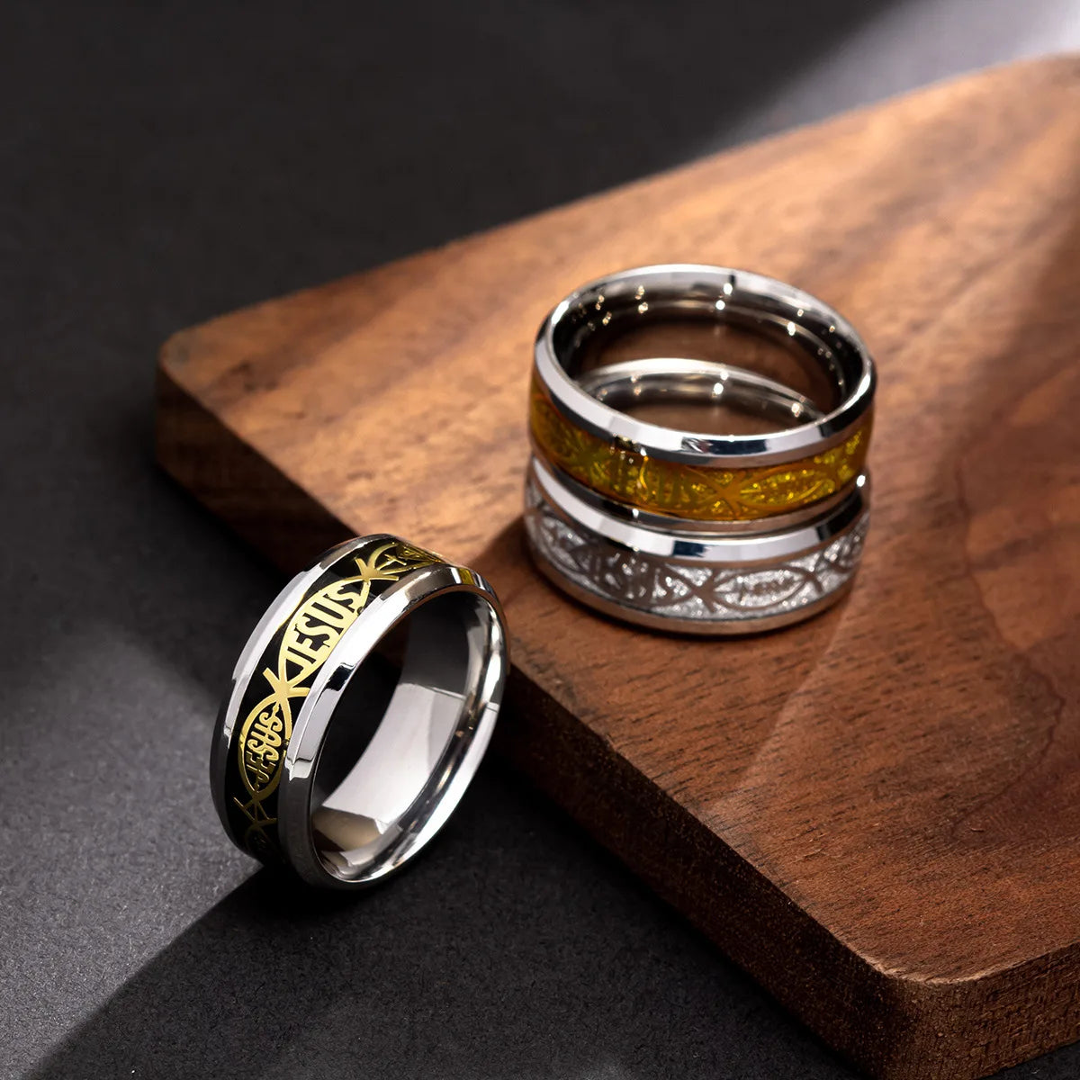 Unique Jesus Letter 316 L Stainless Steel Ring For Religious Christian Men Women Gift Jewelry Serenity Male Bible Cross. Limited stock available.