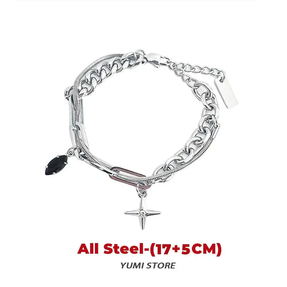 Retro Flame Cross Bracelet For Men Woman Hip Hop Titanium Steel Splice Chain Charm Unisex Jewelry Cool Kpop Luxury Accessories. Limited stock available.