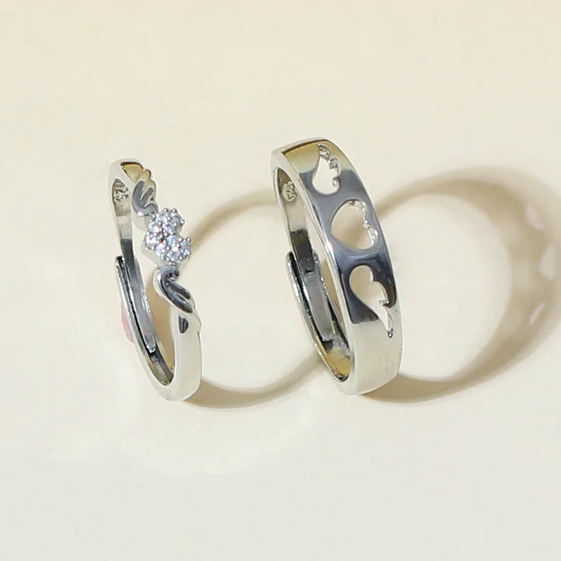 New Trendy Luxury Couple Rings for Women Men Dazzling Square Zirconia Delicate Ring Wedding Valentine's Day Romantic Jewelry