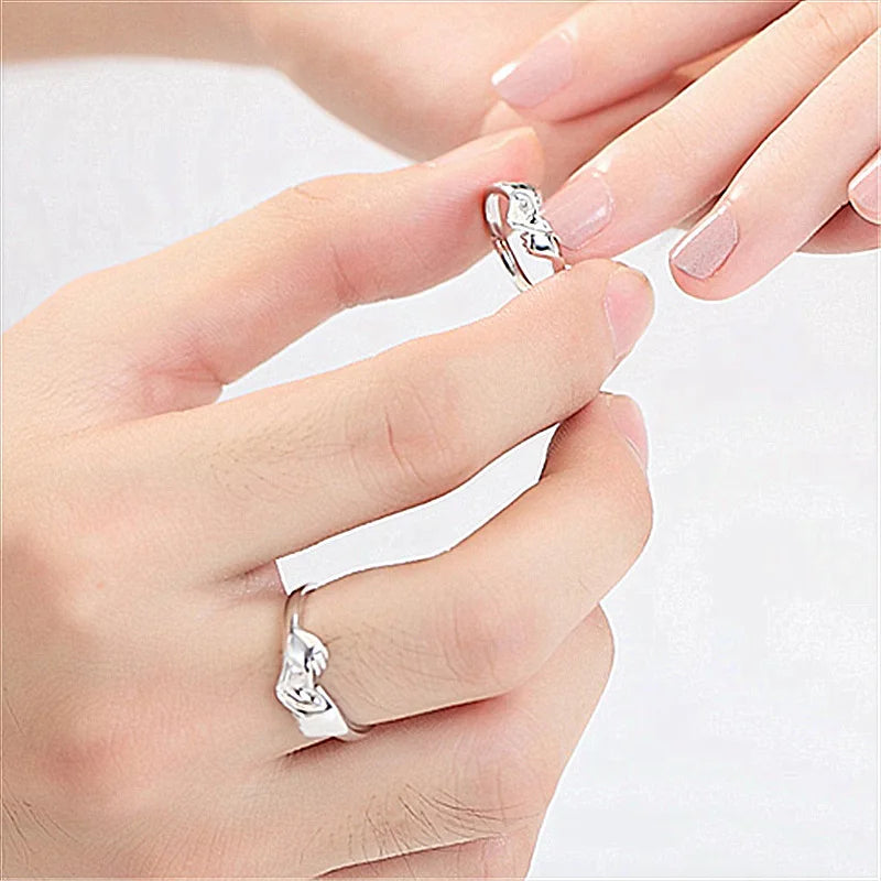 New Trendy Luxury Couple Rings for Women Men Dazzling Square Zirconia Delicate Ring Wedding Valentine's Day Romantic Jewelry