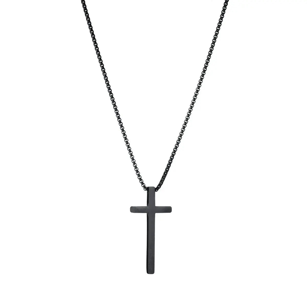6pcs_Set Fashionable Pu Leather '8' Shape Beaded Bracelet With Mechanical Watch, Cross Pendant Necklace For Men, Black-Colored. Limited stock available.
