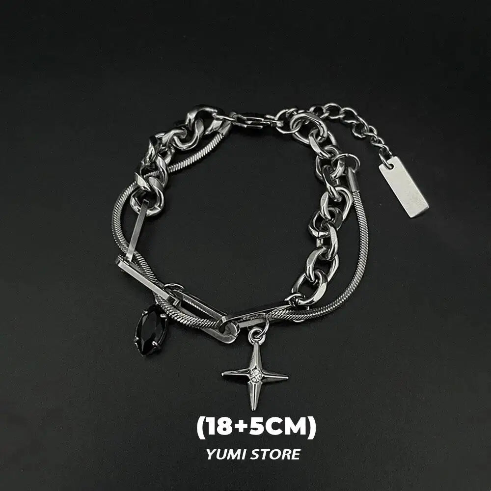 Retro Flame Cross Bracelet For Men Woman Hip Hop Titanium Steel Splice Chain Charm Unisex Jewelry Cool Kpop Luxury Accessories. Limited stock available.
