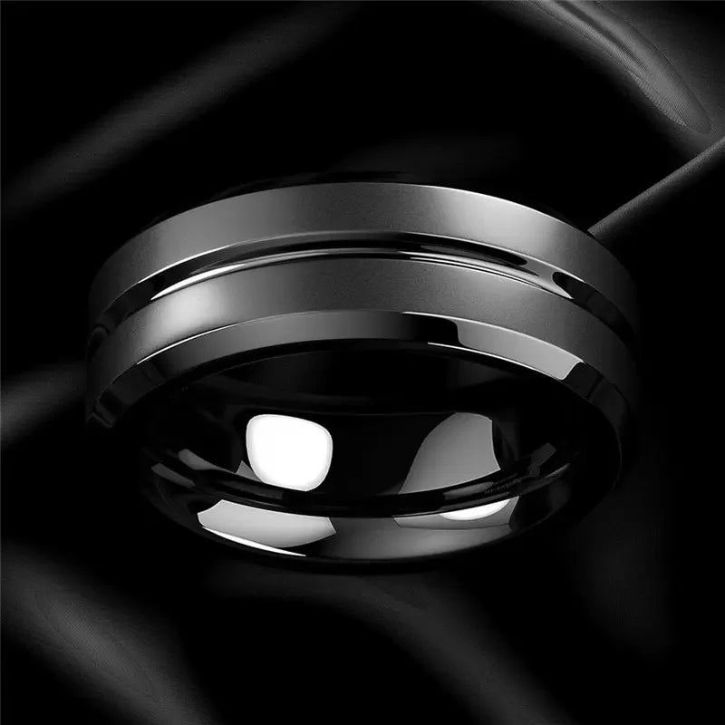 Wholesale Black Groove Matte Wedding Engagement Party Gift Anniversary Rings For Women Jewelry