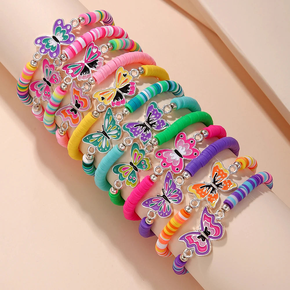12Pcs/set Adorable Unicorn Cat Flower Charm Elastic Handmade Beaded Bracelets for Women Girls Birthday Party Jewelry Friendship Gift. Limited stock available.