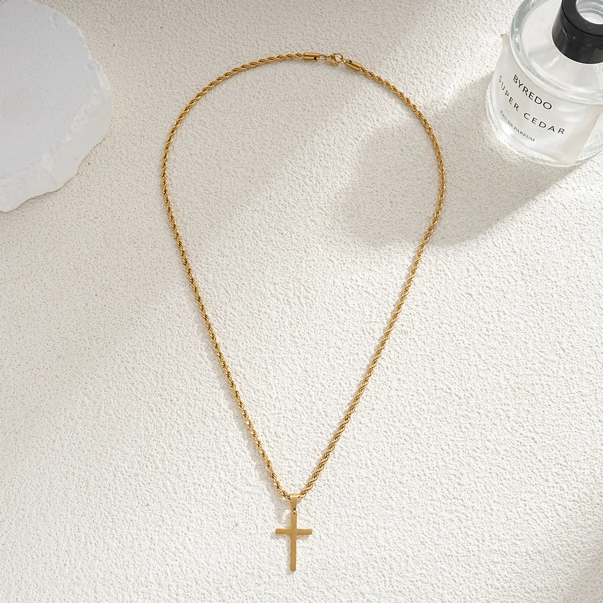Beautiful Stainless Steel Cross Pendant Necklace for Men Women Minimalist Gold Color Jewelry Male Female Necklaces Chokers Gifts 2024. Limited stock available.