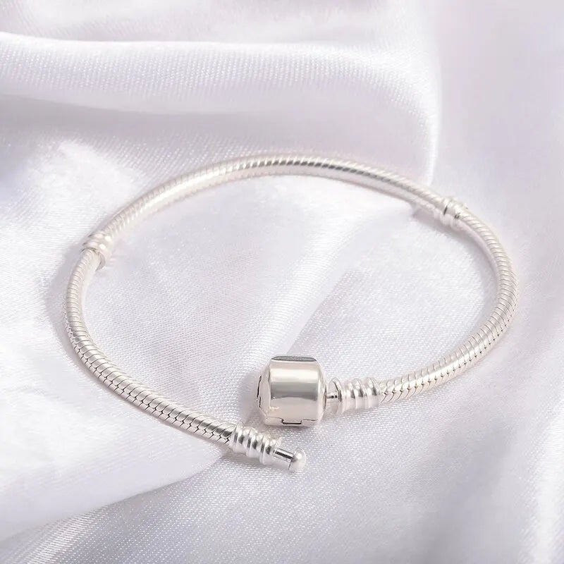 Handmade Original Fine Jewelry Silver Color Charm Bracelet Soft Smooth Snake Bone Bracelets for Women