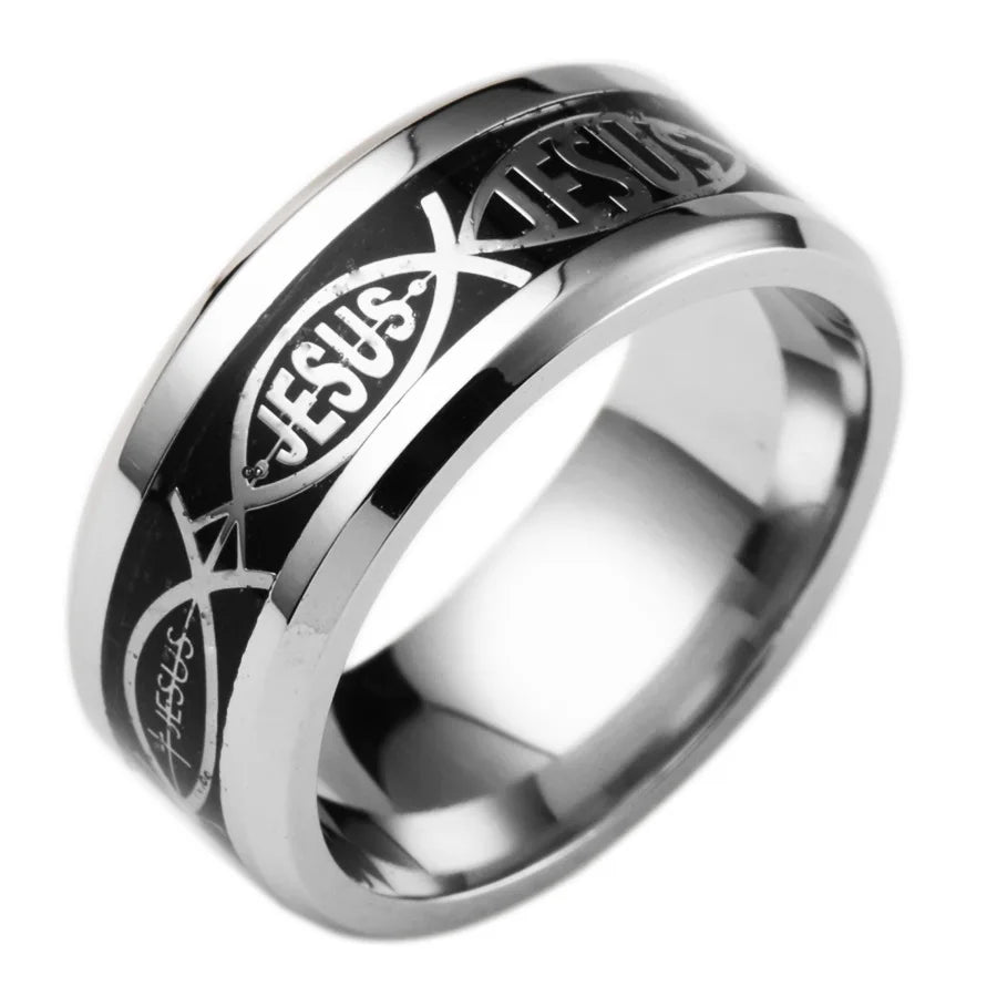 Unique Jesus Letter 316 L Stainless Steel Ring For Religious Christian Men Women Gift Jewelry Serenity Male Bible Cross. Limited stock available.