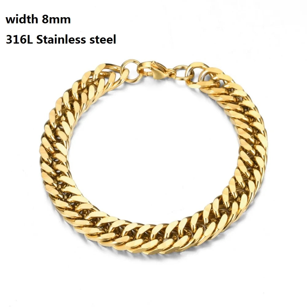 316L Unique Stainless Steel Cuban Chain Bracelet for Men Women Figaro  Vintage Metal Viking Kpop Pulseras Emo Cute Luxury Jewelry Gift. Limited stock available.