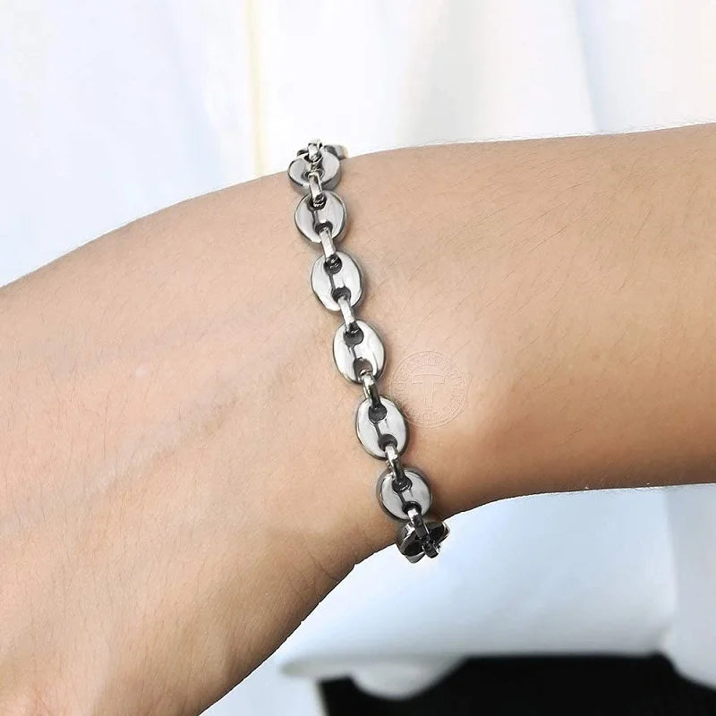 316L Unique Stainless Steel Cuban Chain Bracelet for Men Women Figaro  Vintage Metal Viking Kpop Pulseras Emo Cute Luxury Jewelry Gift. Limited stock available.