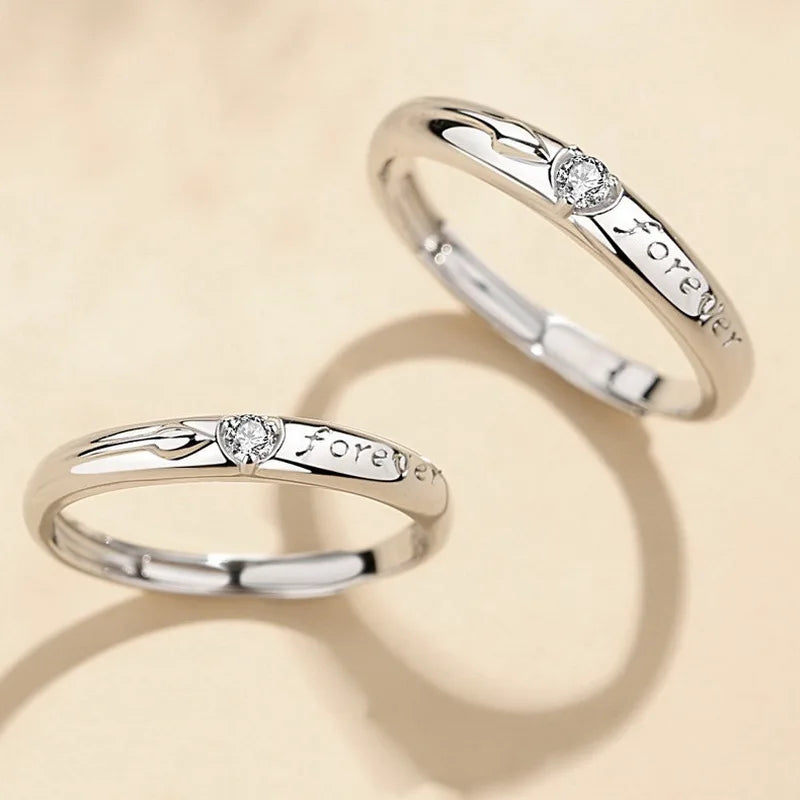 New Trendy Luxury Couple Rings for Women Men Dazzling Square Zirconia Delicate Ring Wedding Valentine's Day Romantic Jewelry
