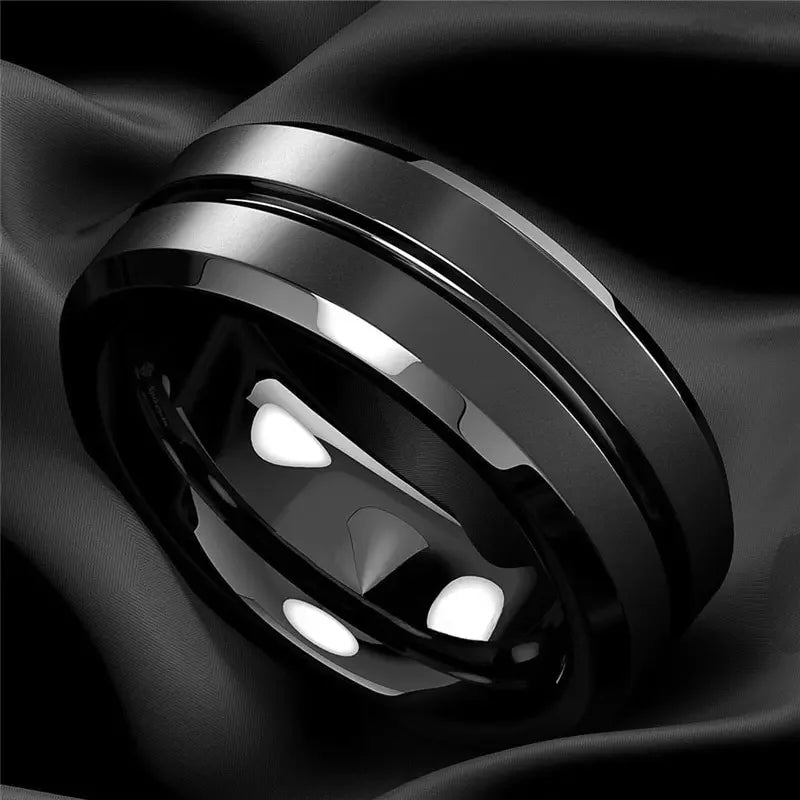 Wholesale Black Groove Matte Wedding Engagement Party Gift Anniversary Rings For Women Jewelry