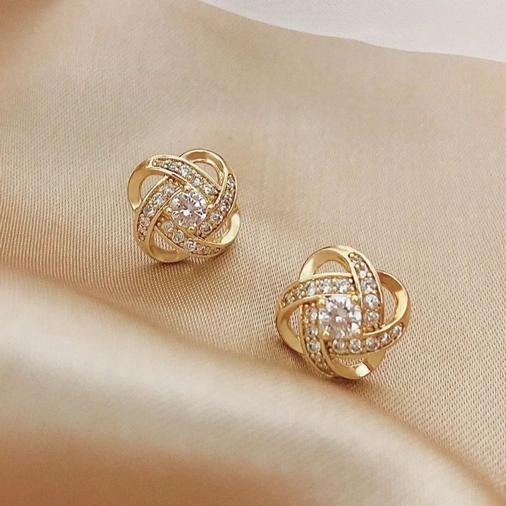 New Exquisite Shiny Zircon Heart Flower Earrings Korean Elegant Square Geometric Crystal Earrings for Women Fashion Jewelry Gift For Any Occasion! Limited stock available.