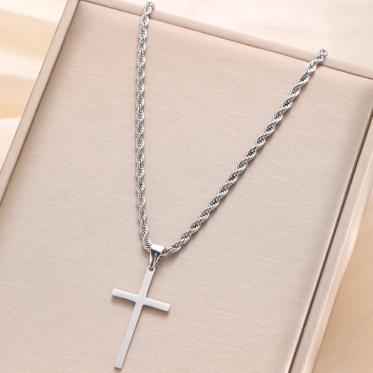 Beautiful Stainless Steel Cross Pendant Necklace for Men Women Minimalist Gold Color Jewelry Male Female Necklaces Chokers Gifts 2024. Limited stock available.