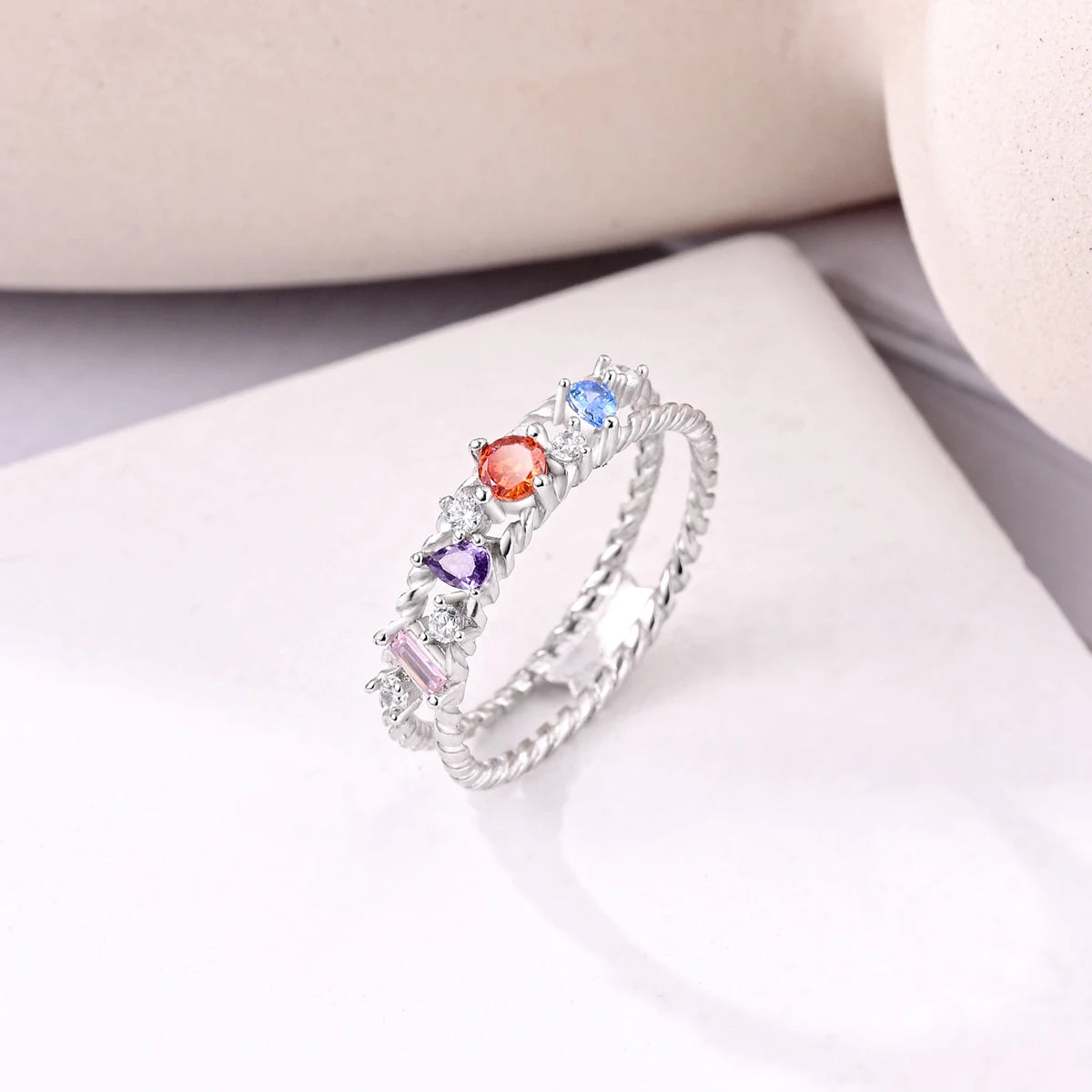 Silver Plated Women Luxury Stackable Ring Real Infinite Flower Daisy Fine Jewelry Rings For Engagement Weddling Party