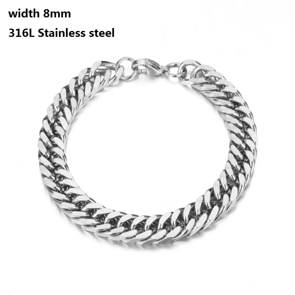 316L Unique Stainless Steel Cuban Chain Bracelet for Men Women Figaro  Vintage Metal Viking Kpop Pulseras Emo Cute Luxury Jewelry Gift. Limited stock available.