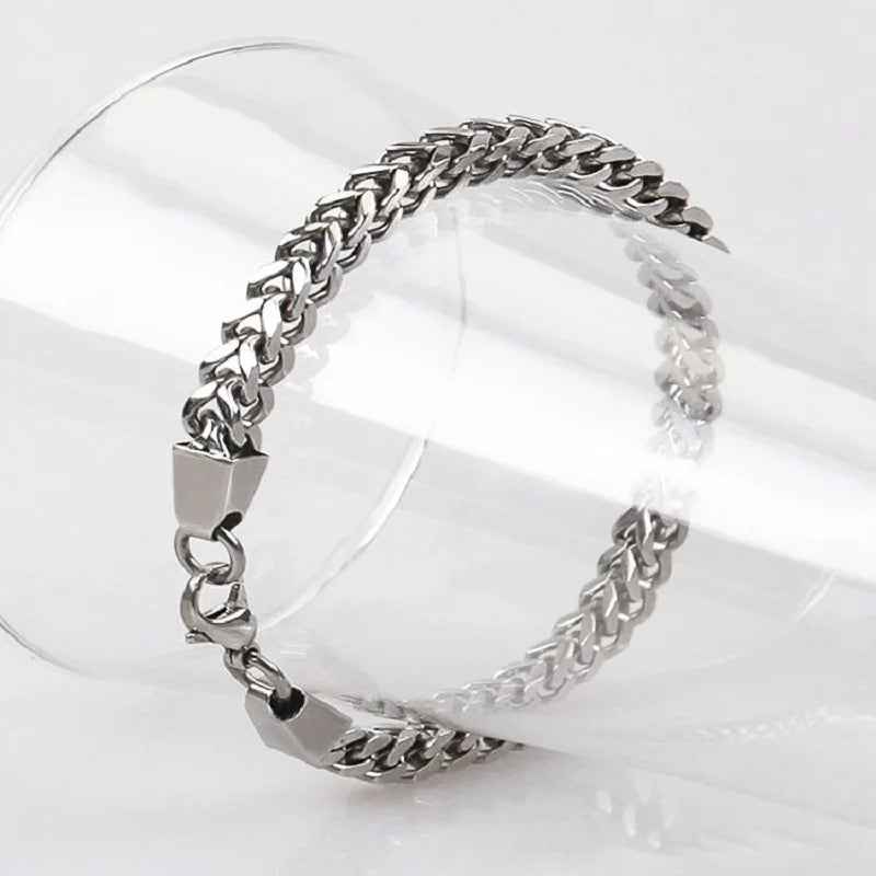 316L Unique Stainless Steel Cuban Chain Bracelet for Men Women Figaro  Vintage Metal Viking Kpop Pulseras Emo Cute Luxury Jewelry Gift. Limited stock available.