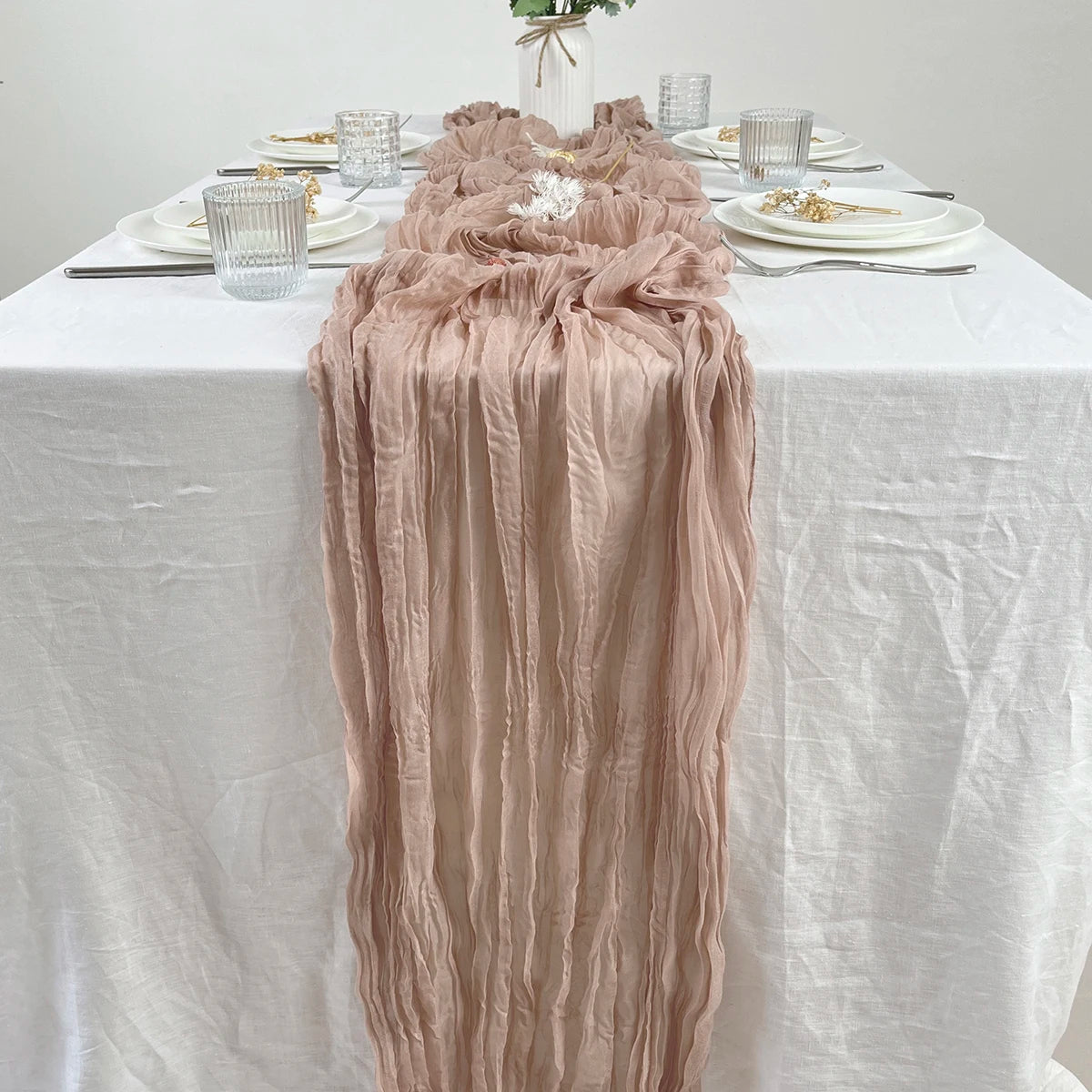 Semi-Sheer Gauze Table Runner Sage Cheesecloth Table Setting Dining Vintage Wedding Party Christmas Banquets Arches Cake Decor